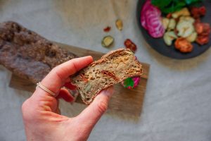 Mediterranean gluten-free protein bread with Tomato and Zucchini