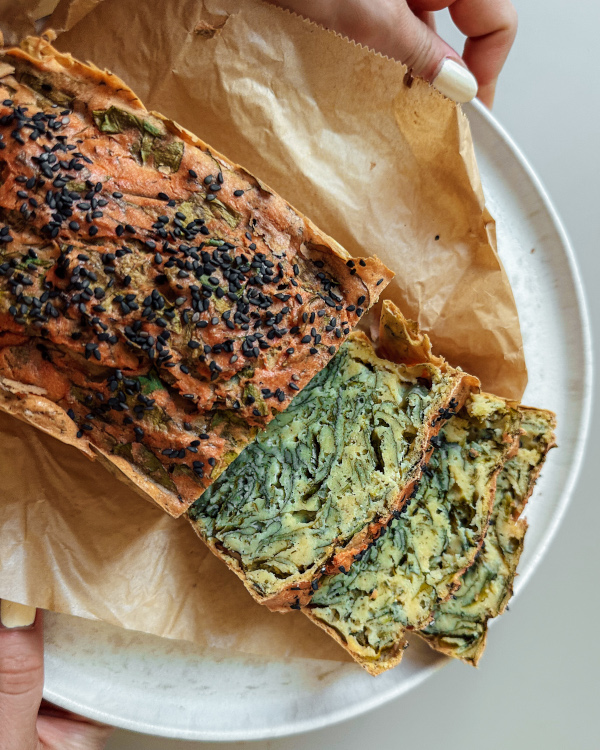Linsenbrot mit Spinat und Dill