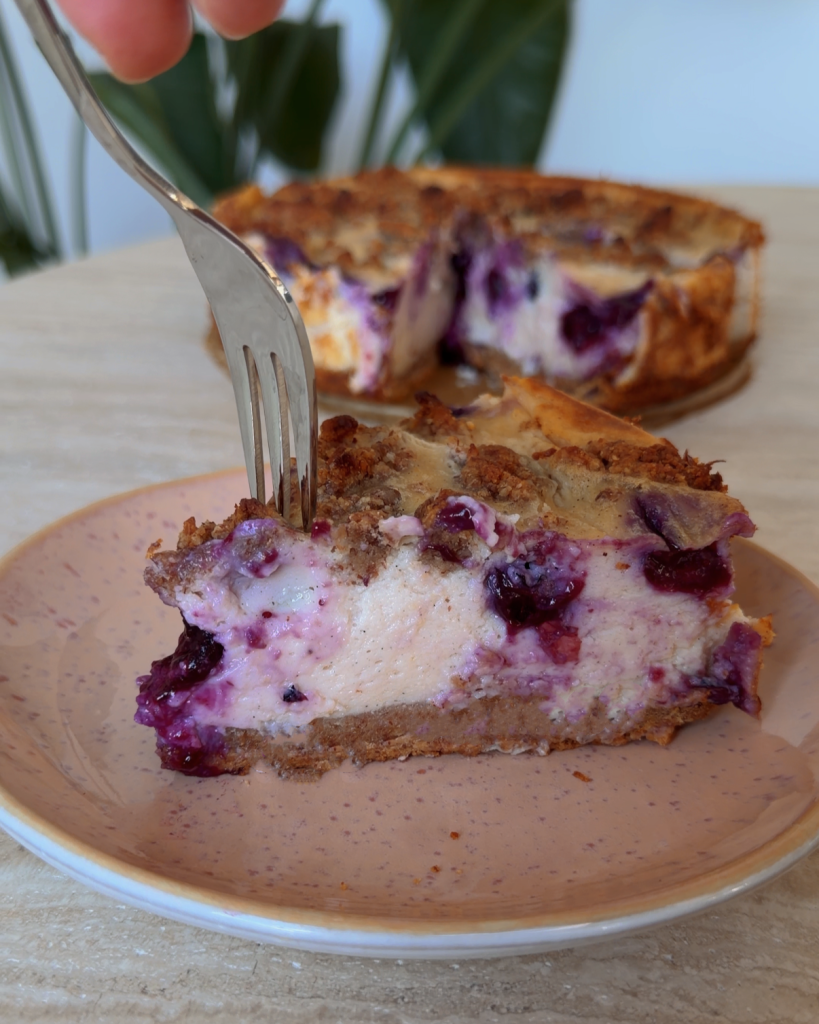 Blaubeer Käsekuchen vegan ohne Zucker