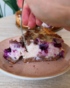 Proteinreicher Blaubeer Käsekuchen